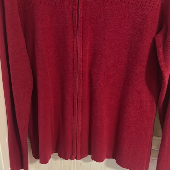Karen Scott Red Cardigan Sweater with Ring Zipper - Picture 4 of 13